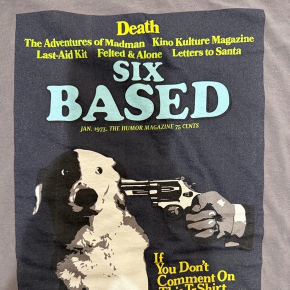American Apparel Kino Adverts “Six Based” Graphic Tee Gray Regular - Picture 4 of 9